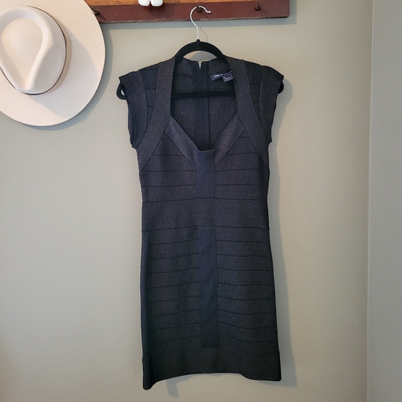French Connection Shimmer Bandage Dress Size 8 - Picture 2 of 12